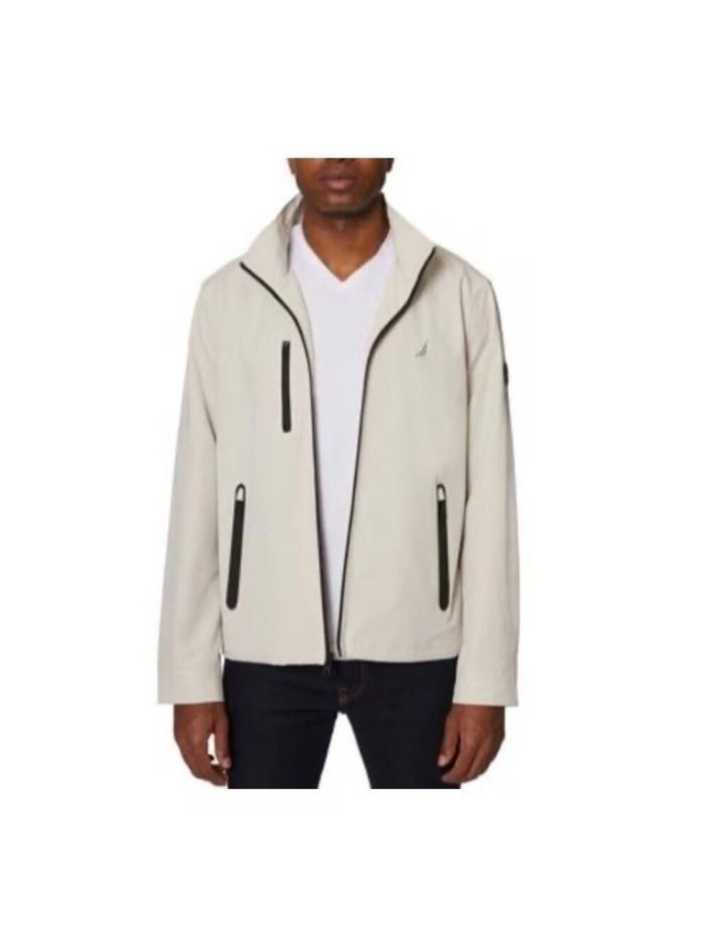 Nautica Mens Solid Lightweight Bomber Jacket Bright White Size S NWT